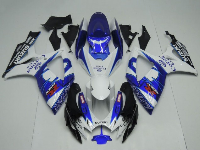 Carenagens Moto Suzuki GSXR 600 / GSXR 750 2006-2007 - Branco Azul Preto Corona Extra Motul