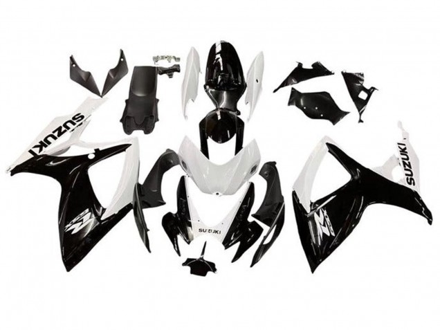 Carenagem Moto Suzuki GSXR 600 / GSXR 750 2006-2007 - Branco Preto Brilhante