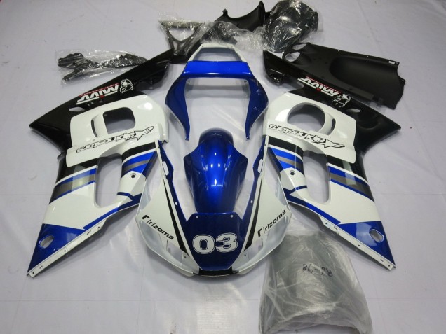 Carenagens Moto Yamaha YZF R6 1998-2002 - Branco Azul Preto Brilhante Rizoma 03