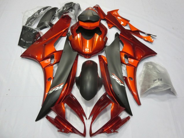 Carenagens Moto Yamaha YZF R6 2006-2007 - Laranja Preto Fosco