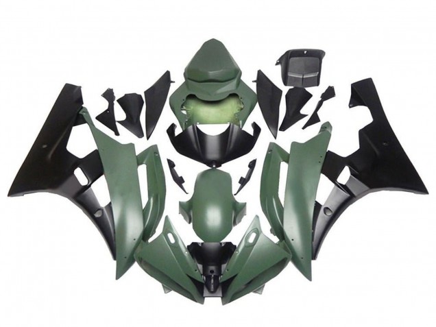 Carenagens Moto Yamaha YZF R6 2006-2007 - Verde Exército Preto Fosco