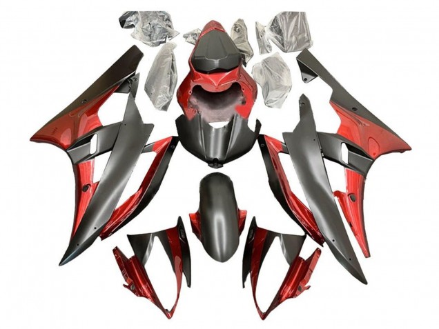 Carenagens Moto Yamaha YZF R6 2006-2007 - Vermelho Preto Fosco