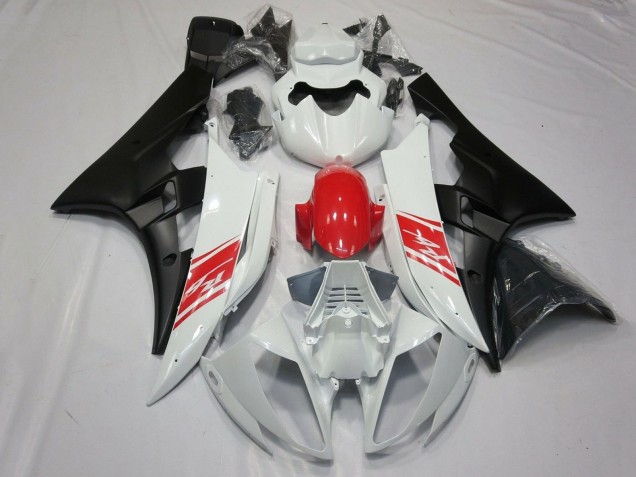 Carenagens Moto Yamaha YZF R6 2006-2007 - Branco Vermelho Preto Fosco