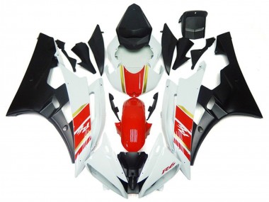 Carenagens Moto Yamaha YZF R6 2006-2007 - Branco Vermelho Ouro Preto Fosco