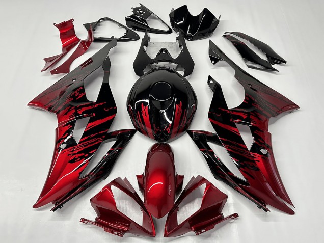 Carenagens Moto Yamaha YZF R6 2008-2016 - Vermelho Preto Brilhante Fade