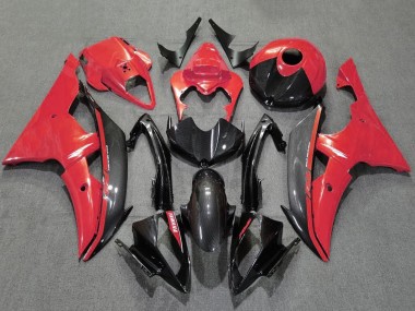Carenagens Moto Yamaha YZF R6 2008-2016 - Vermelho Preto Fibra de Carbono Estilo