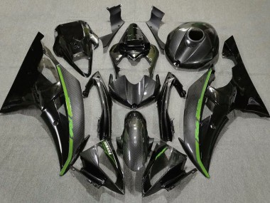 Carenagens Moto Yamaha YZF R6 2008-2016 - Preto Fibra de Carbono Estilo Verde
