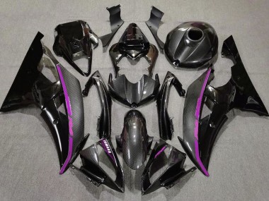 Carenagens Moto Yamaha YZF R6 2008-2016 - Preto Fibra de Carbono Estilo Roxo