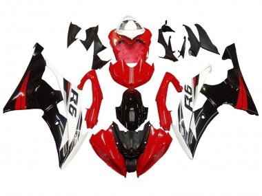 Kits Carenagem Moto Yamaha YZF R6 2008-2016 - Branco Vermelho Preto Brilhante