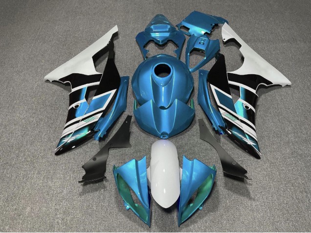 Carenagens Moto Yamaha YZF R6 2008-2016 - Branco Azul Preto Listra
