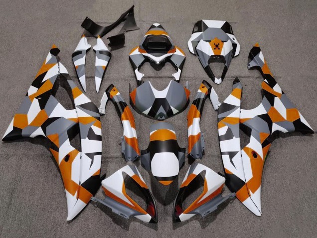 Carenagens Moto Yamaha YZF R6 2008-2016 - Branco Laranja Cinzento Preto Camouflage