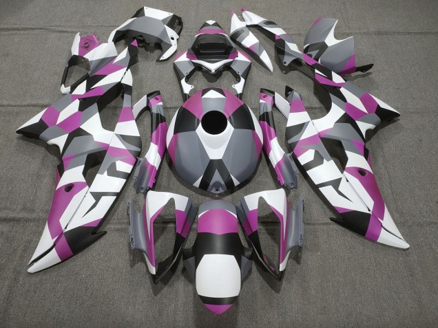 Carenagens Moto Yamaha YZF R6 2008-2016 - Branco Rosa Cinzento Preto Camouflage