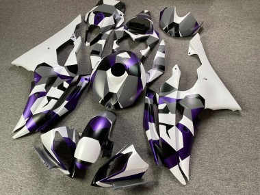 Carenagens Moto Yamaha YZF R6 2008-2016 - Branco Roxo Cinzento Preto Camouflage