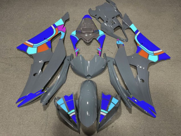 Carenagens Moto Yamaha YZF R6 2008-2016 - Nardo Cinzento Azul Roda das Cores
