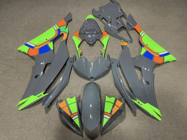Carenagens Moto Yamaha YZF R6 2008-2016 - Nardo Cinzento Verde Néon Roda das Cores