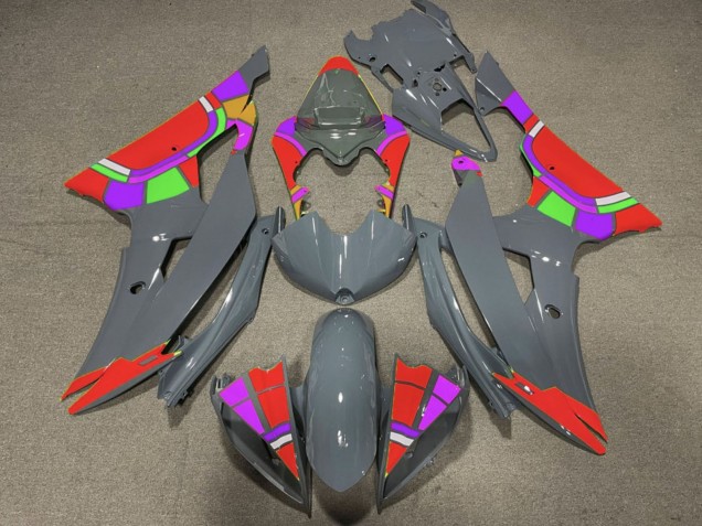 Carenagens Moto Yamaha YZF R6 2008-2016 - Nardo Cinzento Vermelho Roda das Cores
