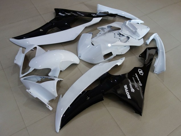 Carenagens Moto Yamaha YZF R6 2008-2016 - Branco Preto Brilhante