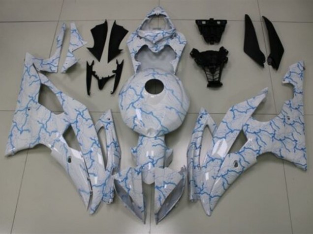 Carenagens Moto Yamaha YZF R6 2008-2016 - Branco Azul Claro Lightning