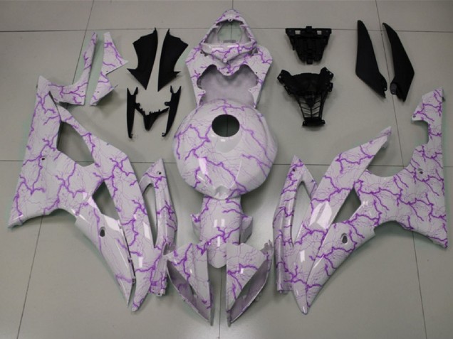 Carenagens Moto Yamaha YZF R6 2008-2016 - Branco Roxo Lightning
