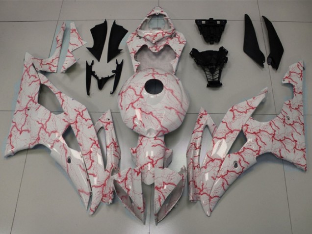 Carenagens Moto Yamaha YZF R6 2008-2016 - Branco Vermelho Lightning
