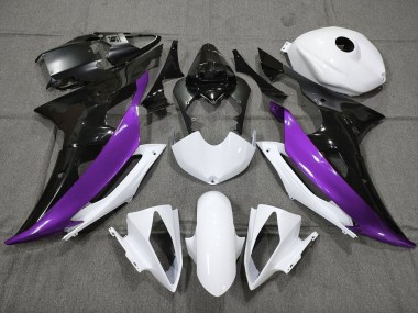 Carenagens Moto Yamaha YZF R6 2008-2016 - Branco Roxo Preto Brilhante