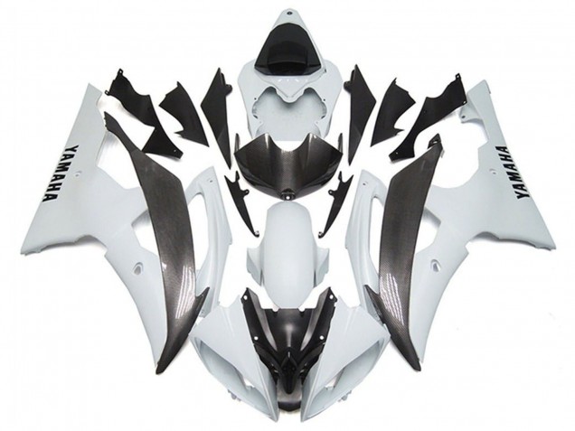 Carenagens Moto Yamaha YZF R6 2008-2016 - Branco Falso Fibra de Carbono Estilo
