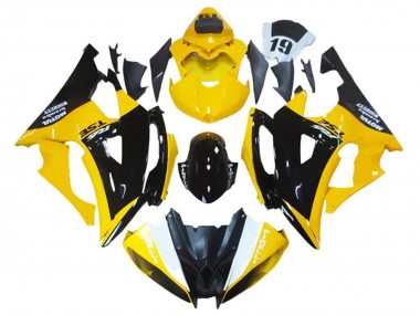 Carenagem Moto Yamaha YZF R6 2008-2016 - Amarelo Preto Brilhante
