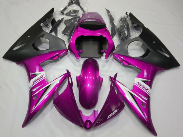 Carenagens Moto Yamaha YZF R6 2005 - Rosa Preto Fosco Branco
