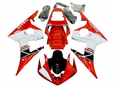 Carenagens Moto Yamaha YZF R6 2003-2004 - Vermelho Branco Preto Brilhante Listra