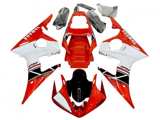 Carenagens Moto Yamaha YZF R6 2003-2004 - Vermelho Branco Preto Brilhante Listra