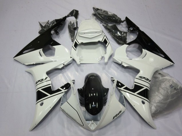 Carenagens Moto Yamaha YZF R6 2003-2004 - Branco Preto Brilhante