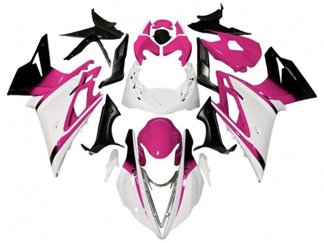 Carenagens Moto Triumph Daytona 675 Triple 2013-2016 - Branco Rosa Preto Brilhante