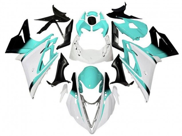 Carenagens Moto Triumph Daytona 675 Triple 2013-2016 - Branco Turquoise Azul Preto Brilhante