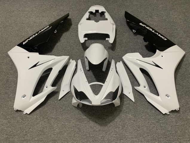 Carenagem Moto Triumph Daytona 675 Triple 2006-2008 - Branco Preto Brilhante