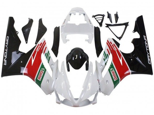 Carenagens Moto Triumph Daytona 675 Triple 2009-2012 - Branco Vermelho Verde Preto Brilhante Castrol