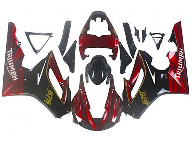 Carenagens Moto Triumph Daytona 675 Triple 2009-2012 - Vermelho Preto Brilhante