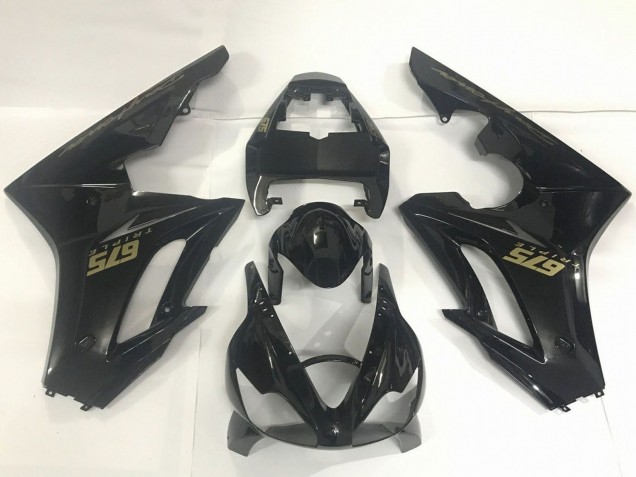 Carenagens Moto Triumph Daytona 675 Triple 2009-2012 - Preto Brilhante Ouro Decalques