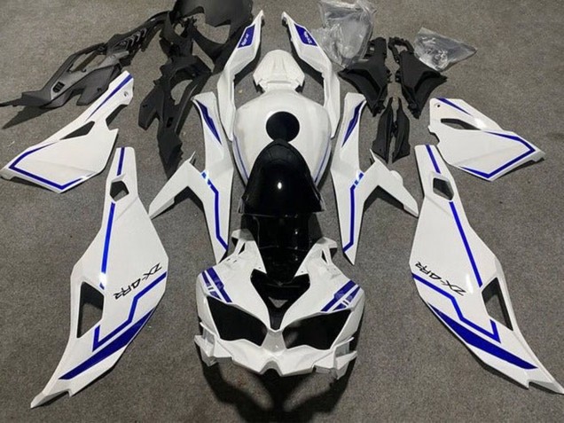 Carenagens Moto Kawasaki ZX4R ZX-4RR 2019-2025 - Branco Azul Listra