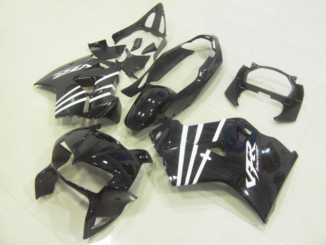 Carenagens Moto Honda VFR 800 1998-2001 - Preto Brilhante Branco Listra