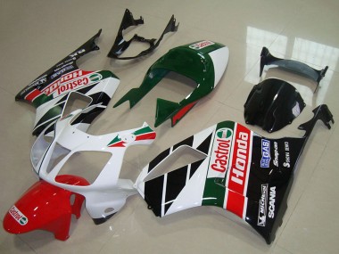 Kits Carenagem Moto Honda VTR1000 2000-2006 - Branco Vermelho Verde Preto Brilhante Castrol