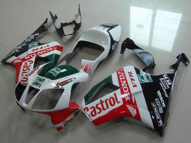 Carenagem Moto Honda VTR1000 2000-2006 - Branco Vermelho Verde Preto Brilhante Castrol