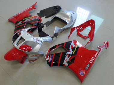 Carenagens Moto Honda VTR1000 2000-2006 - Prata Vermelho Preto Brilhante Listra