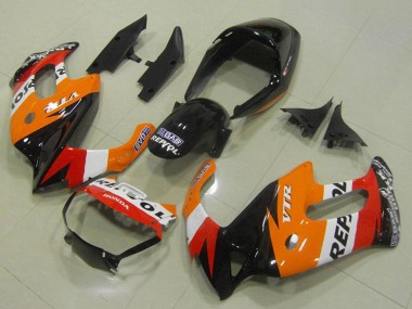 Carenagens Moto Honda VTR1000F 1997-2005 - Laranja Branco Vermelho Preto Brilhante Repsol