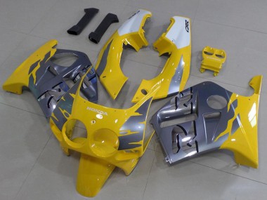 Carenagens Moto Honda CBR250RR MC19 1988-1989 - Branco Amarelo Prata