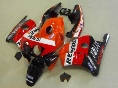 Carenagens Moto Honda CBR250RR MC22 1990-1998 - Laranja Branco Vermelho Preto Brilhante HRC Repsol