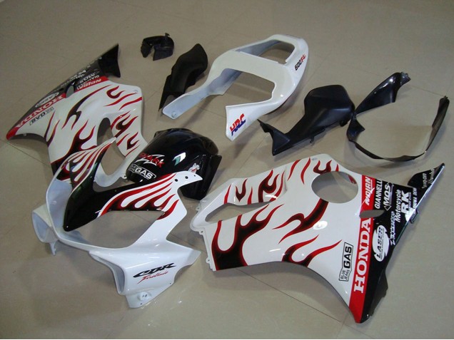Carenagens Moto Honda CBR600 F4i 2001-2003 - Branco Vermelho Preto Brilhante Chama