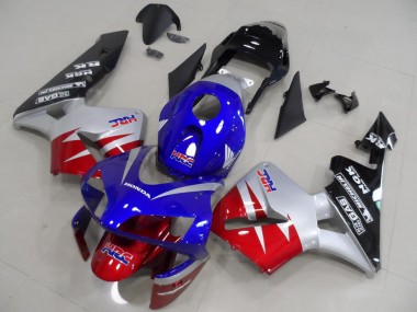 Carenagens Moto Honda CBR600RR 2003-2004 - Prata Vermelho Azul Preto Brilhante HRC