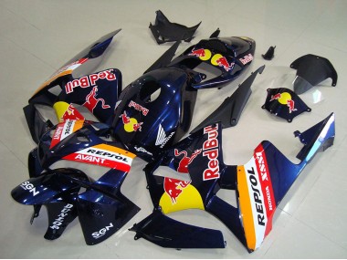 Carenagens Moto Honda CBR600RR 2005-2006 - Azul Escuro Laranja Red Bull Repsol