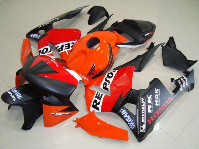 Carenagens Moto Honda CBR600RR 2005-2006 - Laranja Vermelho Branco Preto Fosco Repsol Corrida