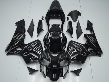 Carenagens Moto Honda CBR600RR 2005-2006 - Preto Brilhante Prata Chama